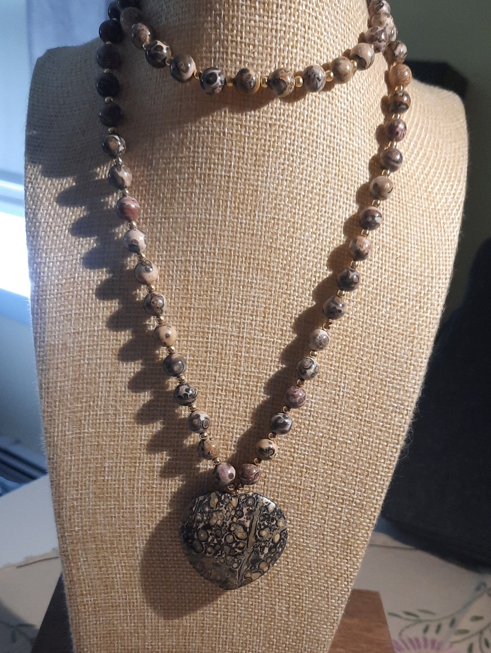 Handcrafted Jasper Beaded Heart Necklace